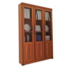 Lemari Hias Kaca 3 Pintu Simple Italian Walnut Coklat