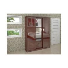 Akela - Lemari Pakaian 3 Pintu 7301 Cermin (Slide / Cermin) - Black (Khusus kota Medan saja + Free Ongkir)