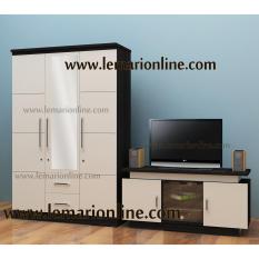 Lemari Pakaian 3 Pintu Cermin & Meja TV (Paket Gloss)