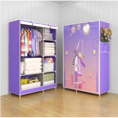 Lemari Pakaian / Baju Romance Season Multifungsi (Lemari Rangka Besi Alumunium + Cover Kain Non Woven) - Violet Couple