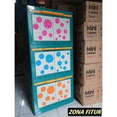 Lemari Plastik Club Mini Bunga 3 Susun Lemari Baju Bahan Awet Tahan Lama Anti Karat Anti Rayap