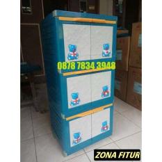 Lemari Plastik Mini Club 3 Susun Motif Boneka Lemari Baju Bahan Awet Tahan Lama Anti Karat