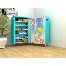 Lemari Sepatu Murah Lemari Furniture Rak Sepatu Bongkar Pasang Mudah Furniture Murah Motif Light Blue 6 Ruang
