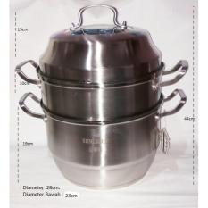 Leoshop888 Panci Steamer Pot Stainless steel Tebal / panci Kukus Stainless steel 2Susun - 28Cm