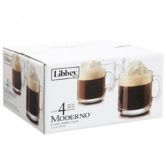 Libbey Moderno 10.4-oz. Clear Glass Cafe Mug 4 Count Hot Minuman Kopi, Cokelat Panas, Kopi Irlandia-Intl