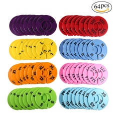 Liebao Pakaian Pembagi Ukuran Pakaian Ukuran Spidol Gantungan Bulat Lemari Pembagi, Ukuran XXS untuk XXXL (64 Pieces 8 Warna) -Intl