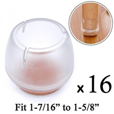 LimBridge Chair Leg Wood Floor Protectors, Chair Feet Glides Furniture Carpet Saver, Silicone Caps with Felt Pads #2, Round Diameter 1-7/16