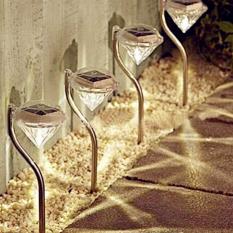 LingStar Outdoor Color Changing Solar Power LED Diamond Garden Light Path Wall Landscape Mount Pagar Lampu Cahaya