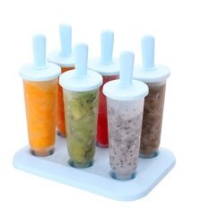 Burung Hidup 6 Pcs Colorful Freezer Pop Popsicle Beku Cetakan Es Krim Yogurt Pembuat Jus-Reusable, BPA Gratis, DIY Spesifikasi: Round Blue-Intl