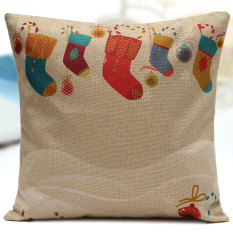 Cantik Kartun Dekoratif MERR Y Christmas Series Pola Kaus Kaki Natal Melemparkan Pil Kasus Rendah Mobil Sarung Bantal Dekorasi Rumah Besar Kaus Kaki-Intl