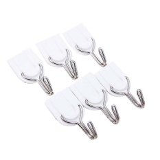 Lucky Hook Multifungsi Gantungan Baju Tempel - Putih / 6 Pcs