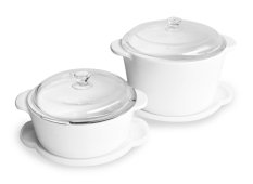 Luminarc Vitroline Plain White Casserole 6pcs Set 1.5L+3L - Putih