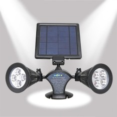 Lumiparty Tenaga Surya Bertenaga LED Anti-Air Ganda-Headed Spotlight 360 Derajat Bisa Diputar Luar Ruangan Keamanan Dinding Lampu untuk Garasi Deck teras Taman-Internasional-Internasional