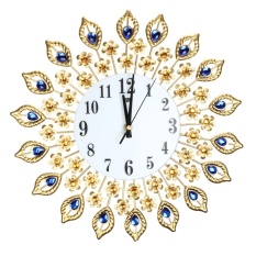 Luxury Diamond Dinding Besar Jam Logam Ruang Tamu Wall Clock-Intl
