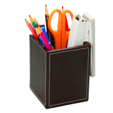 Mewah Faux Kulit Meja Rapi Kantor Desktop Organizer Pen Pensil Alat Tulis Holder Box Nama Kartu Ponsel Remote Controller Storage Rack Container (Brown) -Intl