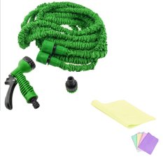 Magic X-hose Auto Expandable 15 m - Selang Air Fleksibe + Lap Plas Chamois - Kanebo - Hijau