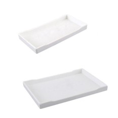 Magideal 2x Melamin Hotel Baki Penampung Piring Cangkir Kaca Kue Set Putih 22 Cm 24.9 Cm-Internasional