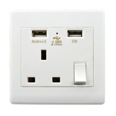 Malaysia UK Soket Dinding USB OGM-UK110 1A Outlet With 3-PinHoleIndicator Light And Switch-Intl
