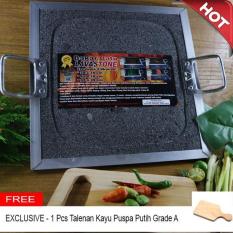 Mandiri Stone - Alat Pemanggang Daging dari Batu Lava Merapi Grade A Ukuran 30 x 30 cm FREE Talenan