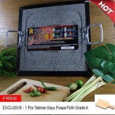 Mandiri Stone - Alat Pemanggang Daging dari Batu Lava Merapi Kotak ukuran 30 x 30 cm FREE Talenan