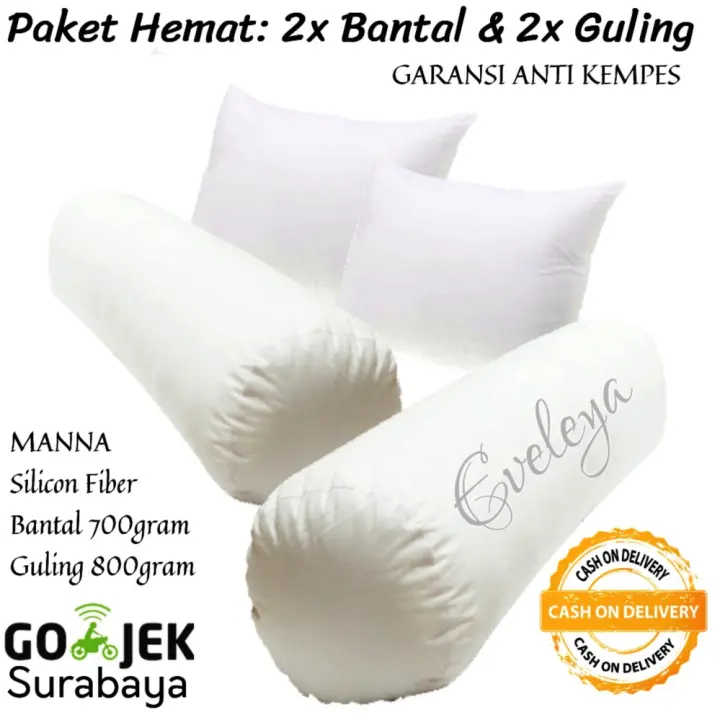 Manna 2 Bantal 2 Guling Silikon Microfiber Level Hotel Warna Putih Lazada Indonesia