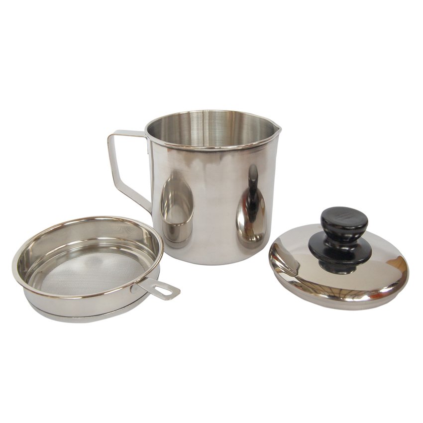 Market Soul Oil Pot Stainless Steel 12cm Saringan Tempat Simpan Minyak Bekas Pakai