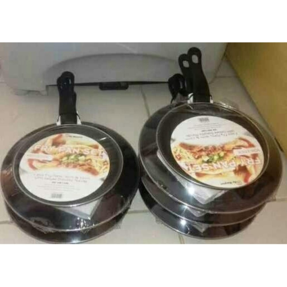 Maspion Teflon Frypan (HITAM) PAN Set 2pcs 18cm & 23cm - Wajan Penggorengan MASPION Berkualitas  