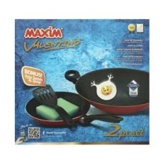 Maxim Teflon Set - Frypan 22 cm + Wok 30 cm - Merah