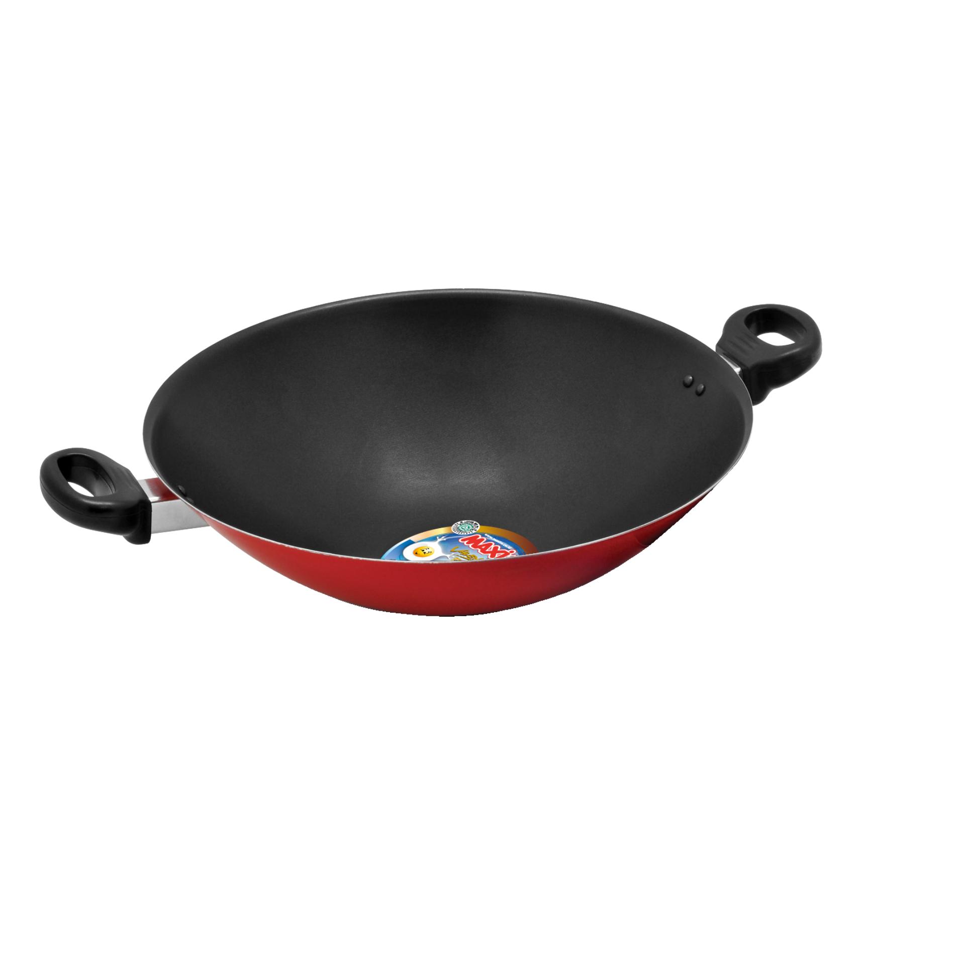 Maxim Valentino Wok Wajan Penggorengan Teflon 30 cm (Merah)