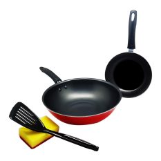 Maxim Wajan Panella Set Teflon - Merah-Hitam - 4 Buah