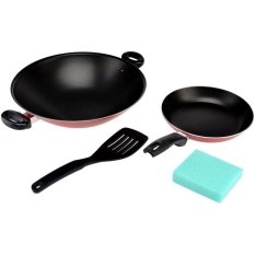 Maxim Wajan Valentino Set - Teflon - Merah-Hitam