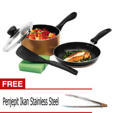 Maxim Wajan Venice Set - Teflon + Gratis Penjepit Gorengan Stainless Steel