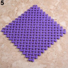 May_zz Plastik Lubang Pembuangan Non-slip Kamar Mandi Toilet Kitchenshower Mat Square Lantai Pad (Ungu)-Intl
