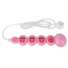 Medox P4132 Creative Carpenterworm Style Universal Plug Socketw/USB Charging Port / Switch (250V / 3-Flat-Pin Plug) (Pink) - intl