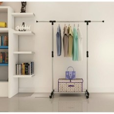 Stand hanger MH X11 single rak Serbaguna dengan 4 roda Untuk baju display dll