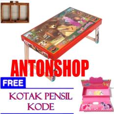 Meja Belajar Kayu Lipat Untuk Anak Pintar + FREE Kotak Pensil Kode Karakter - RANDOM (Stok Terbatas)