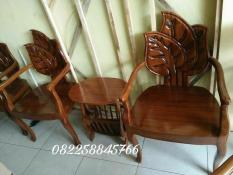 Meja Kursi Hias Teras Ukir Bunga Free Ongkir Kayu Jati Buatan Jepara