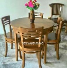 Meja Kursi Makan Jati Model Bundar- Untuk Rumah Makan Cafe Bar Resto