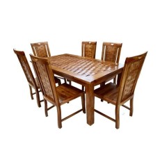 MEJA MAKAN JATI 6 KURSI MINIMALIS + KACA!! FREE ONGKIR KHUSUS JABODETABEK !!