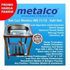 Meja Wasbak/ Wastafel/ Bak Cuci Piring Metalco MS 21 / 18 Set Portable Knock Down Stainless Anti Karat