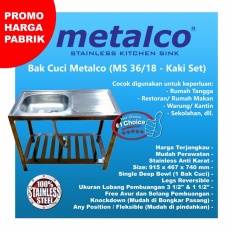 Meja Wasbak/ Wastafel/ Bak Cuci Piring Metalco MS 36 / 18 Set Portable Knock Down Stainless Anti Karat