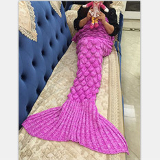 Mermaid Rajut Selimut And Selimut Ekor Putri Duyung For Orang Dewasa, All Seasons Super Lembut Tebal Selimut Tidur (180,34 Cm X 90,17 Cm, Sisik Berwarna Merah Muda) -Internasional