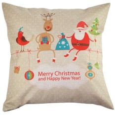Gembira Hari Natal Santa Klausa Hadiah Komik Reindeer Katun Linensquareshaped Bantal Dekoratif Sarung Sarung Bantal Pillowslip-Internasional