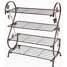 Mesinton Besi Logam Berdiri Bebas Beranda/Entryway Shoe Rak dengan 4-Tier Shoe Shelf Penyimpanan Utility untuk Lorong, pintu Masuk, Rak Lemari-Internasional