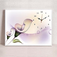 Meter Kotak Dekoratif Lukisan Modern Minimalis Ruang Tamu Ruang Makan Teras Picture Frame Jam Murals Single Gambar Jam Dinding, 40*30,25mm Jam Dinding Dekoratif, Calla Lily, Kain Bertekstur Membran-Intl