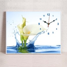 Meter Kotak Dekoratif Lukisan Modern Minimalis Ruang Tamu Ruang Makan Teras Picture Frame Jam Murals Single Gambar Jam Dinding, 40*30,25mm Jam Dinding Dekoratif, Air Bunga, Crystal Film Layar-Intl