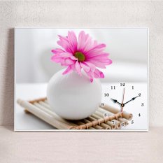 Meter Kotak Dekoratif Lukisan Modern Minimalis Ruang Tamu Ruang Makan Teras Picture Frame Jam Murals Single Gambar Jam Dinding, 40*30,25mm Jam Dinding Dekoratif, Masih Hidup Bunga, Kain Bertekstur Membran-Intl