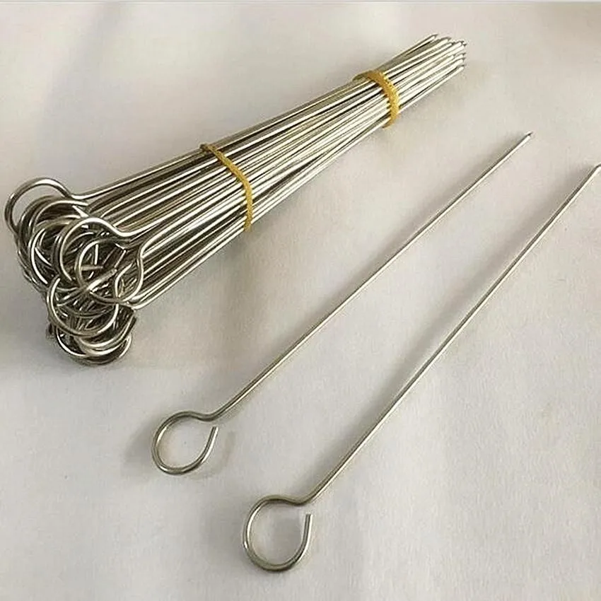 mhstore 15 pcs 22 cm stainless steel bbq barbeque tusuk sate round panggang skewersneedle stick outdoor home camping piknik alat dapur peralatan