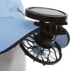 Mini Clip-On Solar Power Cell Travel Cooling Cool Fan - Black