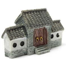Miniatur Villa House Dollhouse Pot Tanaman Bunga Kerajinan DIY Ornamen Bonsai Dekorasi Gerbang Kota Kuno China Abu-abu (Intl)